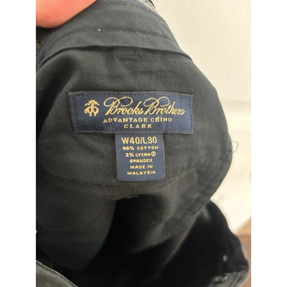 Brooks Brothers Advance Chino Clark Mens 38x30‎ Black Pants Preppy Business